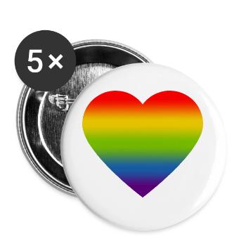Rainbow_heart - Buttons large 2.2''/56 mm (5-pack) - white - Front