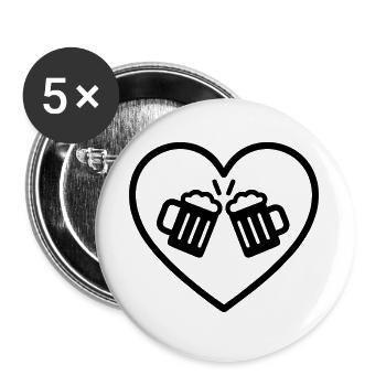 Beer Team Heart Friends Cheers Party Gift - Buttons large 2.2''/56 mm (5-pack) - white - Front