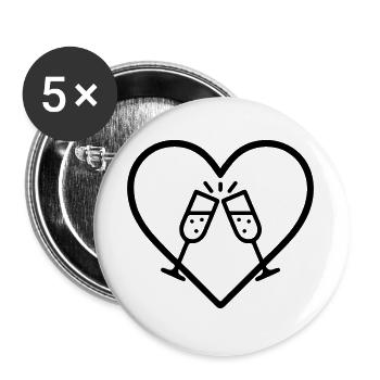 Funkelnde Brille Herz Blasen Cheers Geschenk - Buttons groß 56 mm (5er Pack) - Weiß - Vorne