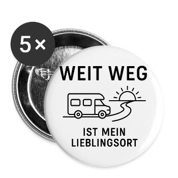 Weit weg ist mein Lieblingsort! - Vanlife - Buttons groß 56 mm (5er Pack) - Weiß - Vorne