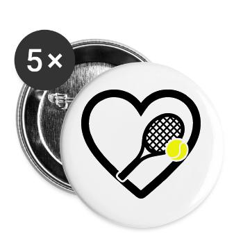 Tennis Heart Racket Ball Sport Passion - Buttons large 2.2''/56 mm (5-pack) - white - Front