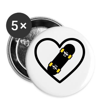 Skateboard Coeur Sport Street Passion - Lot de 5 grands badges (56 mm) - blanc - Devant