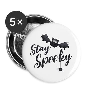 Stay Spooky Fledermaus - Buttons groß 56 mm (5er Pack) - Weiß - Vorne