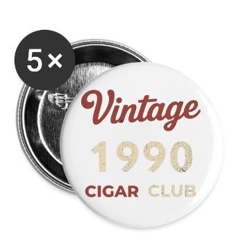 Vintage 1990 Cigar Club Retro Geburtsjahr Geschenk - Buttons groß 56 mm (5er Pack) - Weiß - Vorne