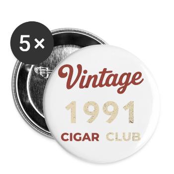 Vintage 1991 Cigar Club Retro Geburtsjahr Geschenk - Buttons groß 56 mm (5er Pack) - Weiß - Vorne