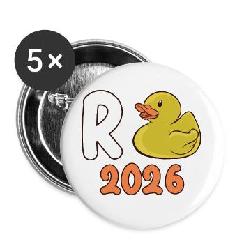 Rente 2026 Ente Rentner 2026 Ruhestand Pension - Buttons groß 56 mm (5er Pack) - Weiß - Vorne