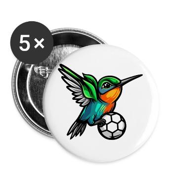 colibri ballon soccer - Lot de 5 grands badges (56 mm) - blanc - Devant