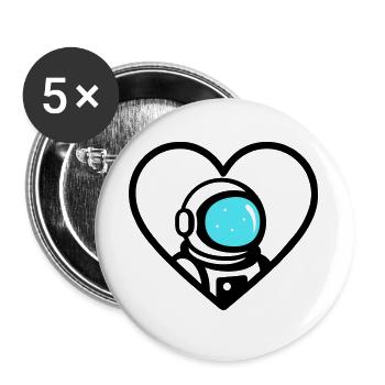 Astronaut Heart Space Cosmo Helmet - Buttons large 2.2''/56 mm (5-pack) - white - Front