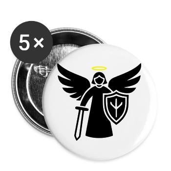 Warrior Angel Pictogram Shield - Buttons large 2.2''/56 mm (5-pack) - white - Front