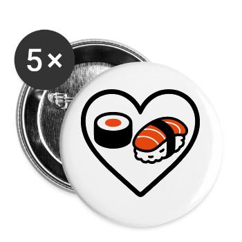 Sushi Heart Maki Salmon Japan Food Lover - Buttons large 2.2''/56 mm (5-pack) - white - Front
