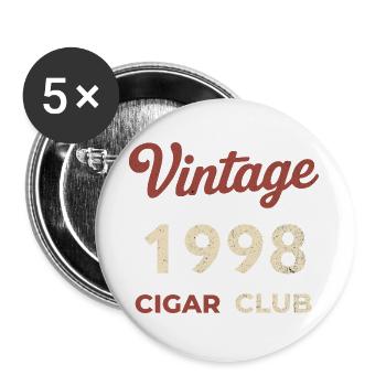 Vintage 1998 Cigar Club Retro Geburtsjahr Geschenk - Buttons groß 56 mm (5er Pack) - Weiß - Vorne
