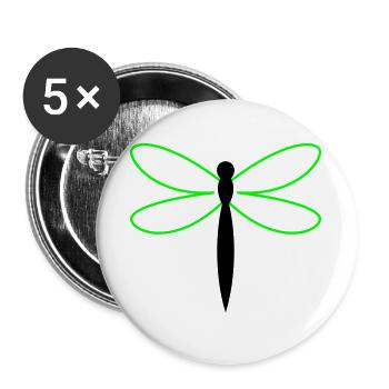 Dragonfly Silhouette - Buttons large 2.2''/56 mm (5-pack) - white - Front