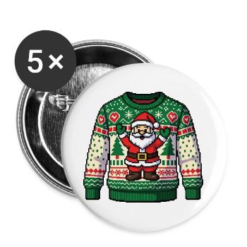 UGLY PIXEL XMAS - spirit of Christmas - Buttons large 2.2''/56 mm (5-pack) - white - Front