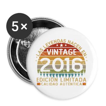 Né en 2016, 10 ans d’anniversaire - Lot de 5 grands badges (56 mm) - blanc - Devant