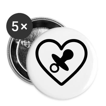 Herz + Kinderbetreuung / Nanny Super Nanny - Buttons groß 56 mm (5er Pack) - Weiß - Vorne
