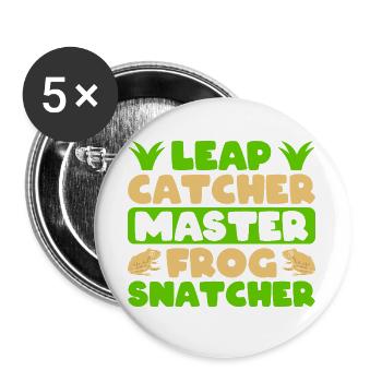 Frog Catcher Leap Catcher Master Snatcher Frog - Buttons groß 56 mm (5er Pack) - Weiß - Vorne