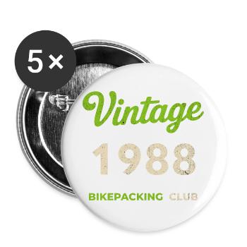 Vintage 1988 – Bikepacking Club Retro Geburtsjahr - Buttons groß 56 mm (5er Pack) - Weiß - Vorne