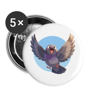 Tauben Taube - Buttons groß 56 mm (5er Pack) - Weiß - Vorne