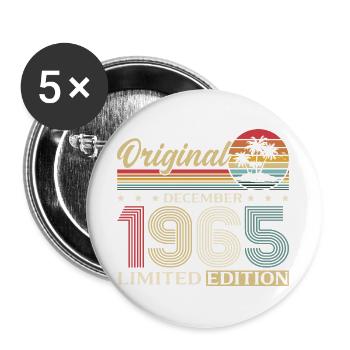 60e anniversaire Original Décembre Millésime 1965 - Lot de 5 grands badges (56 mm) - blanc - Devant