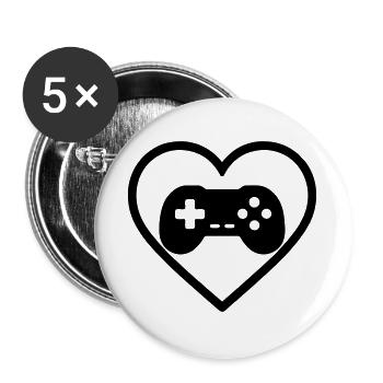 Heart Retrogaming – Vintage Controller Design - Buttons large 2.2''/56 mm (5-pack) - white - Front