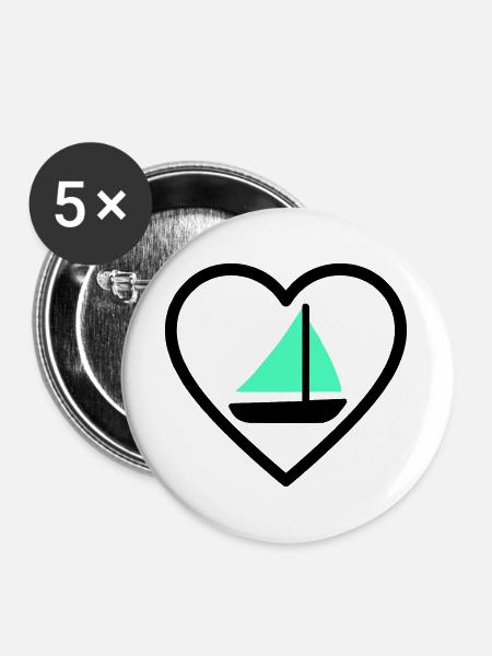 Cuore Vela – Passione Navigazione - Buttons groß 56 mm (5er Pack) - Weiß