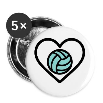 Volley-ball de cœur – Amateur de sport d’équipe - Lot de 5 grands badges (56 mm) - blanc - Devant