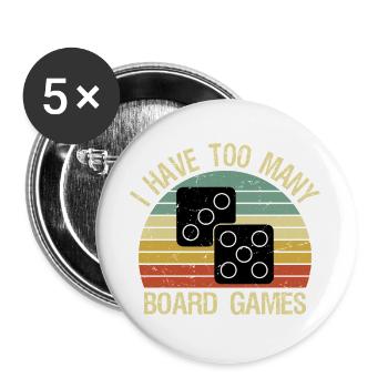 J’ai trop de jeux de société drôles - Lot de 5 grands badges (56 mm) - blanc - Devant