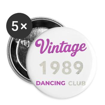 Vintage 1989 – Dancing Club Retro Birth Year - Buttons large 2.2''/56 mm (5-pack) - white - Front