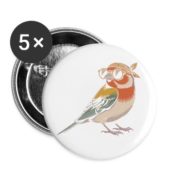 Retro Bird with Bandana - Buttons large 2.2''/56 mm (5-pack) - white - Front