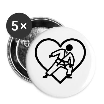 Judo Heart – Passion pour les arts martiaux - Lot de 5 grands badges (56 mm) - blanc - Devant
