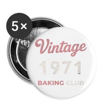 Vintage 1971 – Baking Club Retro Birth Year - Buttons large 2.2''/56 mm (5-pack) - white - Front