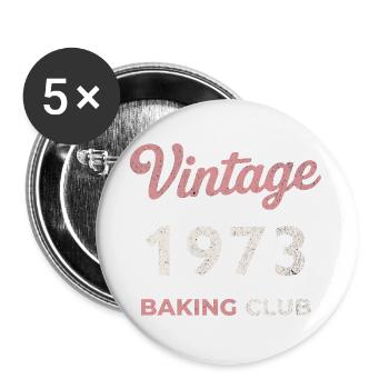 Vintage 1973 – Baking Club Retro Birth Year - Buttons large 2.2''/56 mm (5-pack) - white - Front