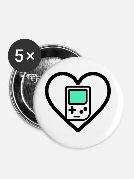 Retro Heart – Retro-Handheld-Konsole - Buttons groß 56 mm (5er Pack) - Weiß