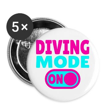 Mode plongée activé – Tauchen - Lot de 5 grands badges (56 mm) - blanc - Devant