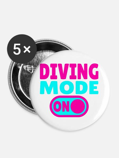 Diving Mode On – Tauchen - Buttons groß 56 mm (5er Pack) - Weiß