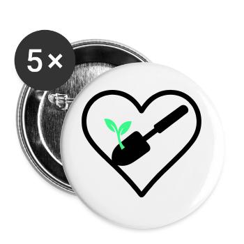 Gardening Heart – Grüne Leidenschaft - Buttons groß 56 mm (5er Pack) - Weiß - Vorne