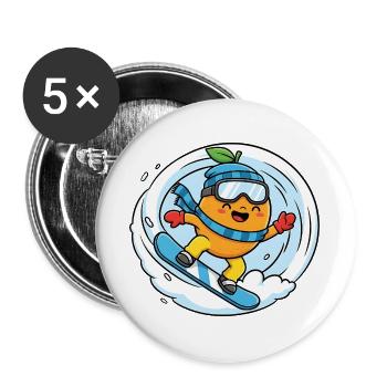 Snowboarding Orange Winter Snowboard Fun - Buttons large 2.2''/56 mm (5-pack) - white - Front