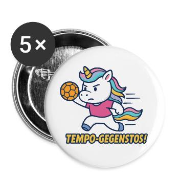 Tempo de handball licorne, motif drôle, cadeau - Lot de 5 grands badges (56 mm) - blanc - Devant