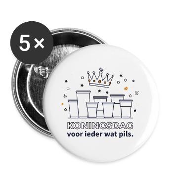King's Day für alle: etwas Lager-Orange-Bier-Design - Buttons groß 56 mm (5er Pack) - Weiß - Vorne
