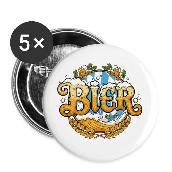 Bière, bière, consommation - Lot de 5 grands badges (56 mm) - blanc - Devant