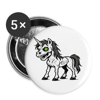 Zombie-Einhorn-Cartoon-Horrorkreatur - Buttons groß 56 mm (5er Pack) - Weiß - Vorne