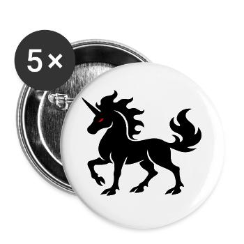 Licorne Ombre avec Art Sombre Fantastique Œil Rouge - Lot de 5 grands badges (56 mm) - blanc - Devant