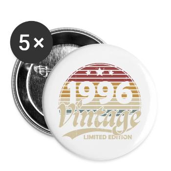 Vintage 1996 Vintage Birthday Gift Retro - Buttons large 2.2''/56 mm (5-pack) - white - Front