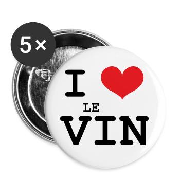I love wine / Alcohol - Buttons large 2.2''/56 mm (5-pack) - white - Front