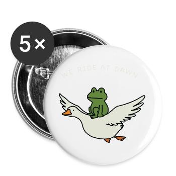 Dawn Ride Frog on Duck - Buttons large 2.2''/56 mm (5-pack) - white - Front