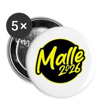 Malle 2026 Mallorca - Buttons groß 56 mm (5er Pack) - Weiß - Vorne