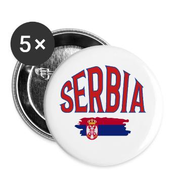 Serbie - Lot de 5 grands badges (56 mm) - blanc - Devant