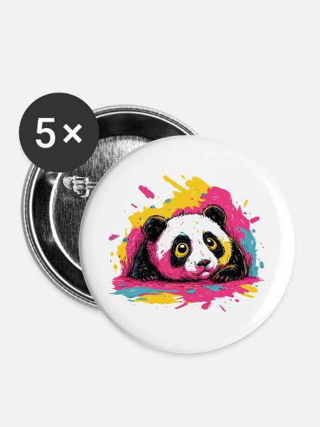 Panda Farbsplash - Buttons groß 56 mm (5er Pack) - Weiß