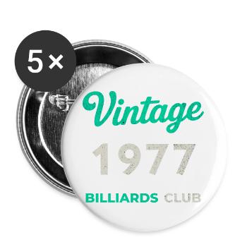 Vintage 1977 – Billiards Club Retro Geburtsjahr - Buttons groß 56 mm (5er Pack) - Weiß - Vorne