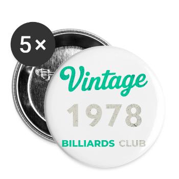Vintage 1978 – Billiards Club Retro Geburtsjahr - Buttons groß 56 mm (5er Pack) - Weiß - Vorne